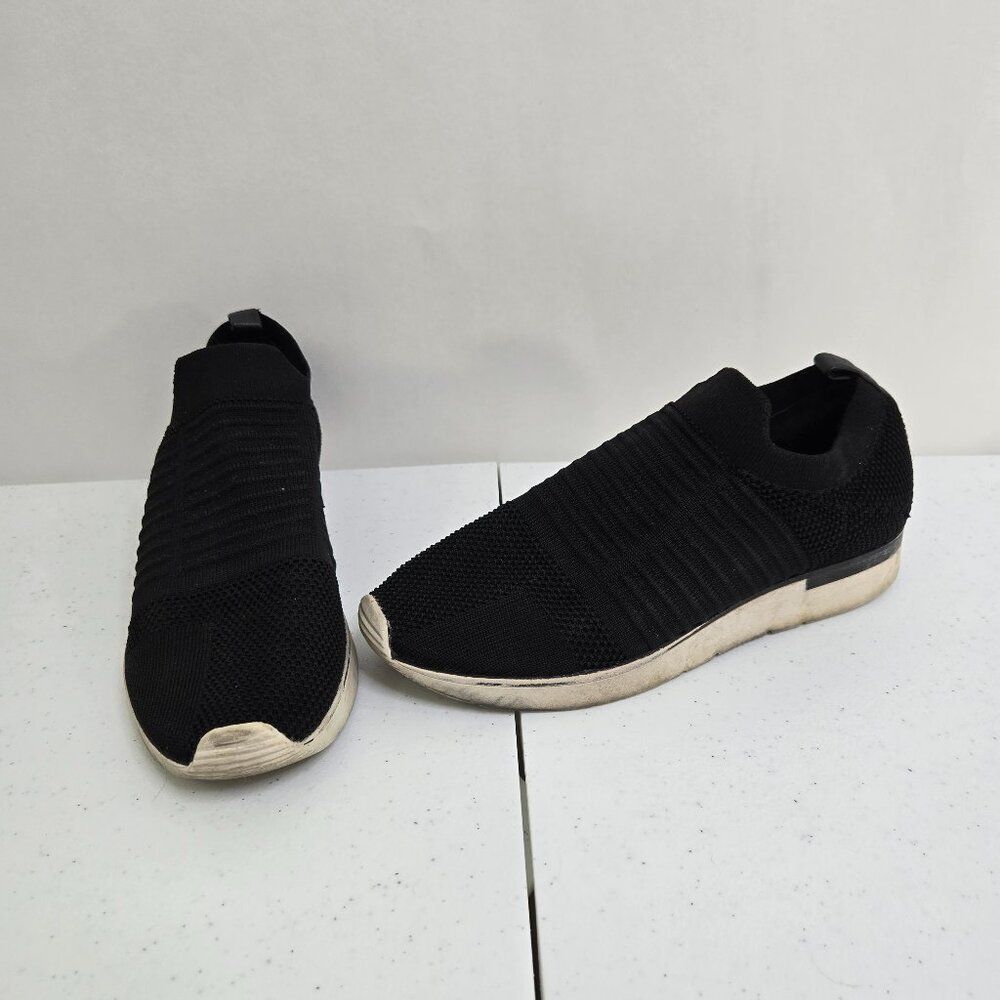J/Slides J Slides Women Black Mesh Knit Shoes Sneakers Slip On Pull On Sz 8